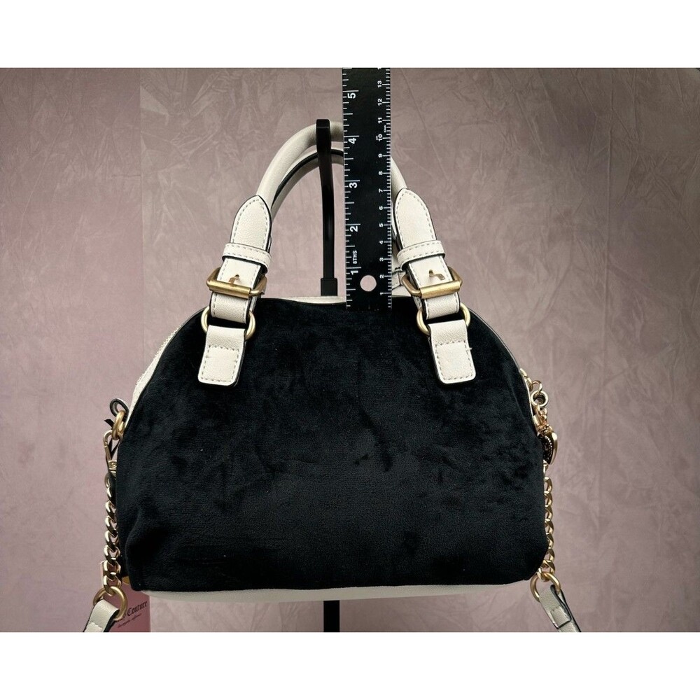 Juicy Couture The Key to Juicy Black Velour Dome Satchel Crossbody Purse - Picture 2 of 14